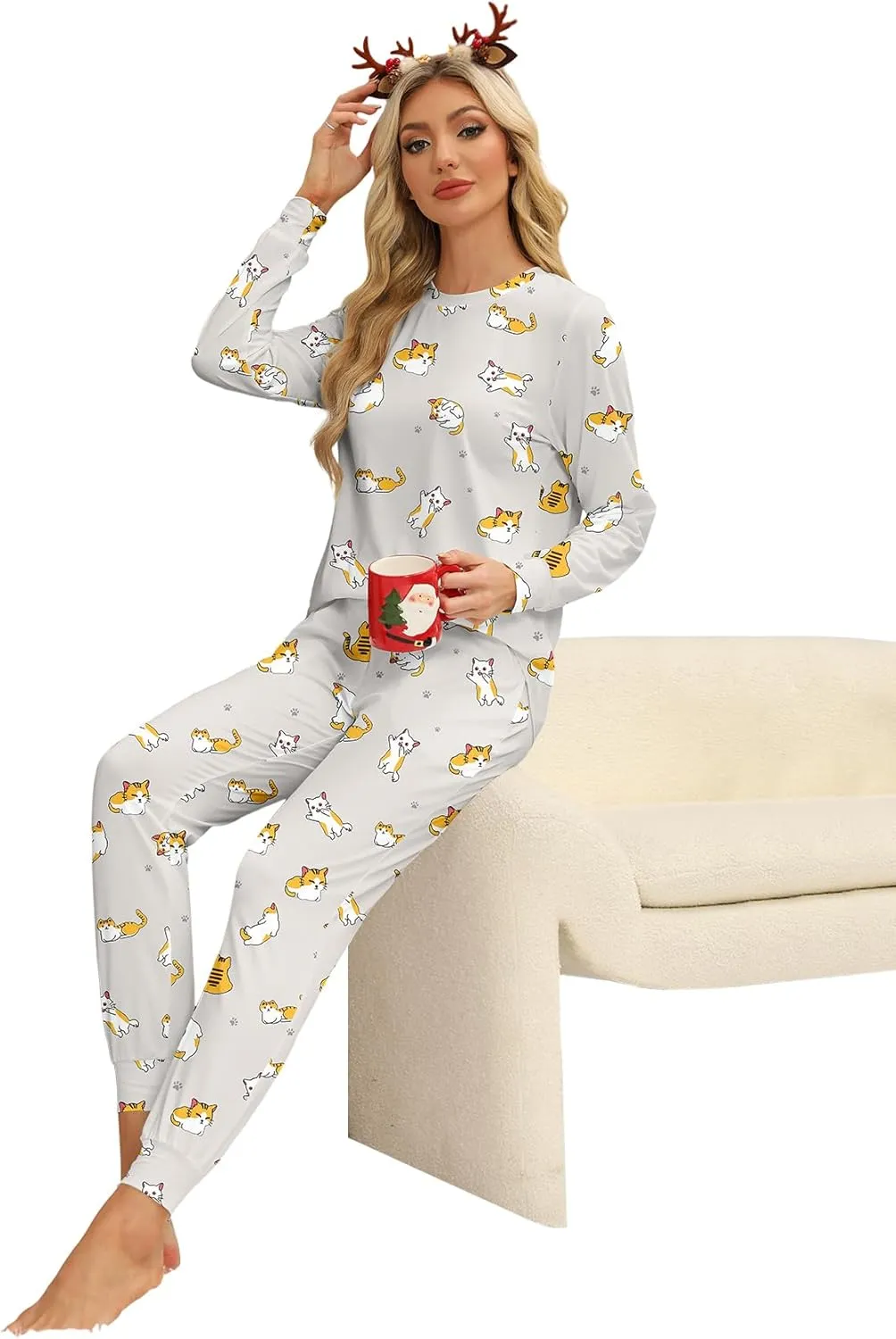 KFUBUO Women's Pajama Sets Long Sleeve Sleepwear and Jogger 2 Piece Lounge Set