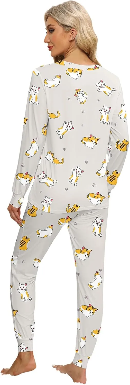 KFUBUO Women's Pajama Sets Long Sleeve Sleepwear and Jogger 2 Piece Lounge Set