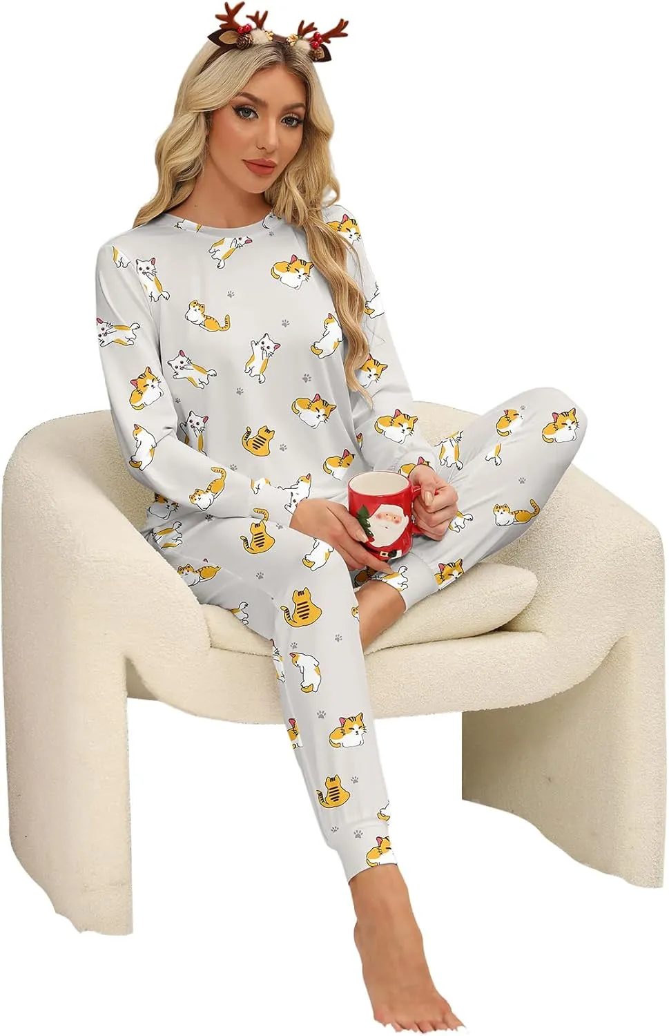 KFUBUO Women's Pajama Sets Long Sleeve Sleepwear and Jogger 2 Piece Lounge Set