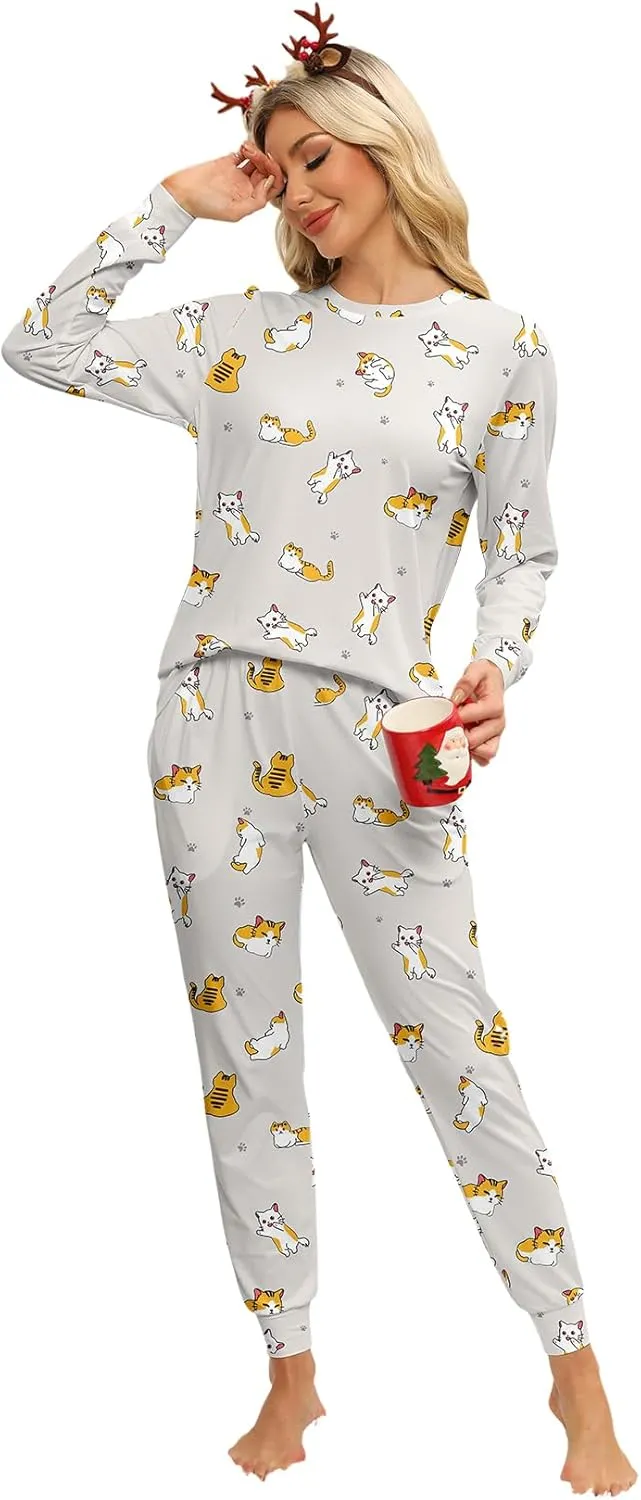KFUBUO Women's Pajama Sets Long Sleeve Sleepwear and Jogger 2 Piece Lounge Set