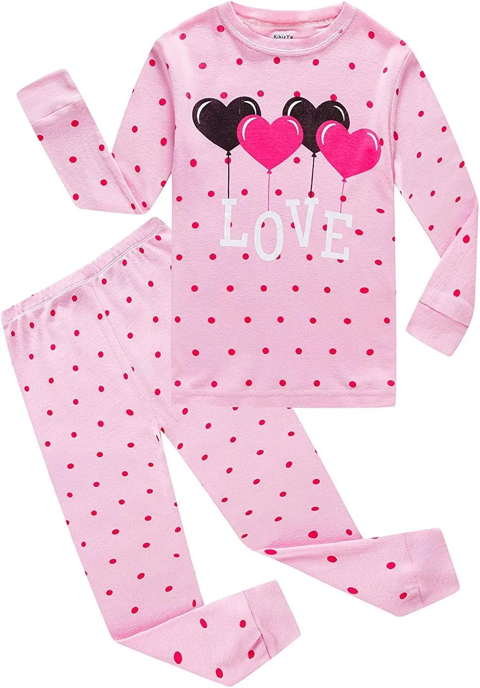 KikizYe Girls Pajamas Set Kids Long Sleeve PJs Cotton Jammies