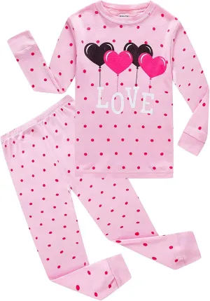 KikizYe Girls Pajamas Set Kids Long Sleeve PJs Cotton Jammies