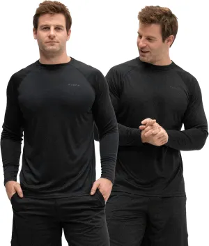 KISTA 2 Pack Men's Long Sleeve Quick Dry Shirts UPF 50  Garage Garden Fishing Running Lightweight Homewear