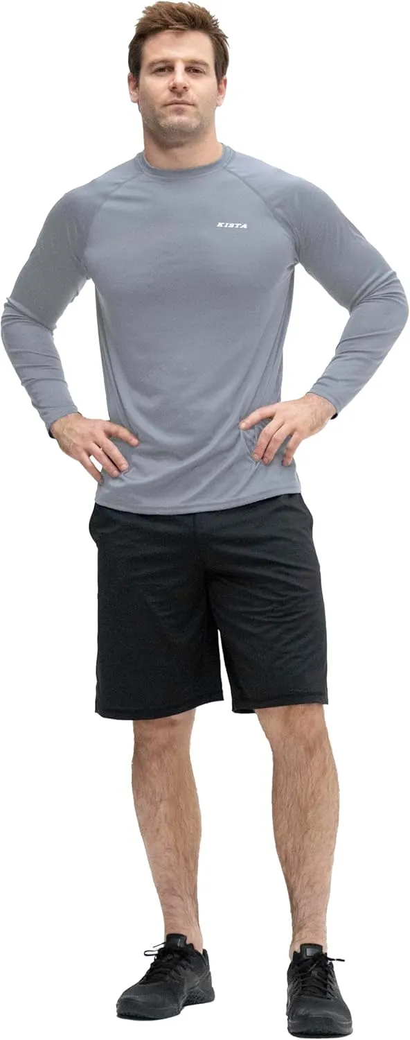 KISTA 2 Pack Men's Long Sleeve Quick Dry Shirts UPF 50  Garage Garden Fishing Running Lightweight Homewear