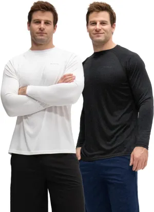 KISTA 2 Pack Men's Long Sleeve Quick Dry Shirts UPF 50  Garage Garden Fishing Running Lightweight Homewear