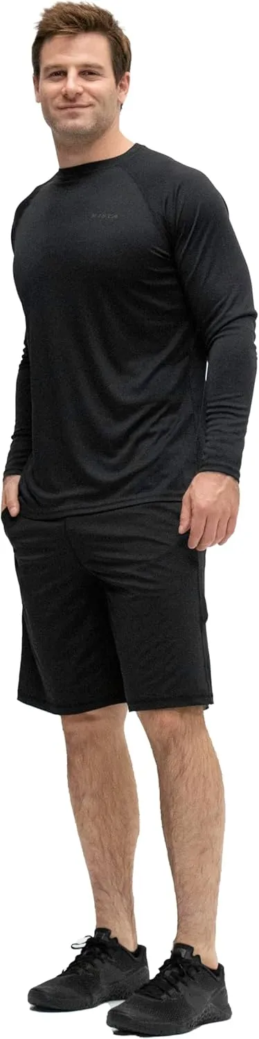 KISTA 2 Pack Men's Long Sleeve Quick Dry Shirts UPF 50  Garage Garden Fishing Running Lightweight Homewear