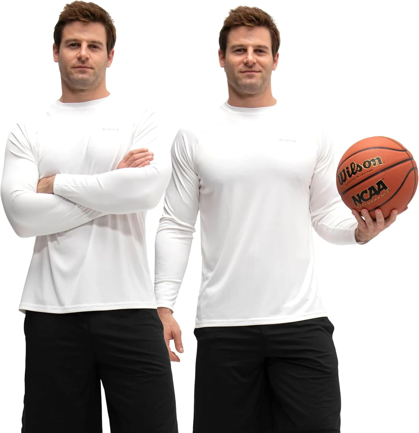KISTA 2 Pack Men's Long Sleeve Quick Dry Shirts UPF 50  Garage Garden Fishing Running Lightweight Homewear