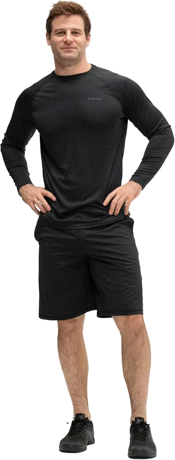 KISTA 2 Pack Men's Long Sleeve Quick Dry Shirts UPF 50  Garage Garden Fishing Running Lightweight Homewear