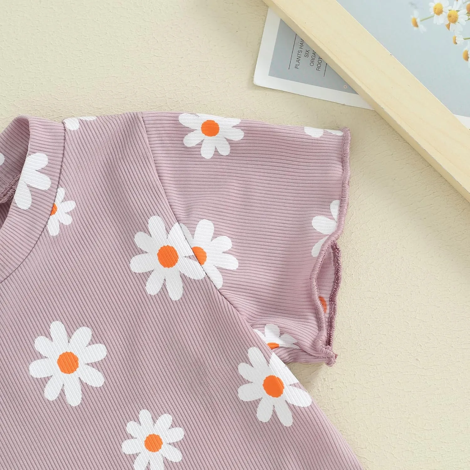 Kupretty Toddler Baby Girl Summer Clothes Ruffle Ribbed Knit Short Sleeves T-Shirt Tops   Shorts Cute Outfits Set