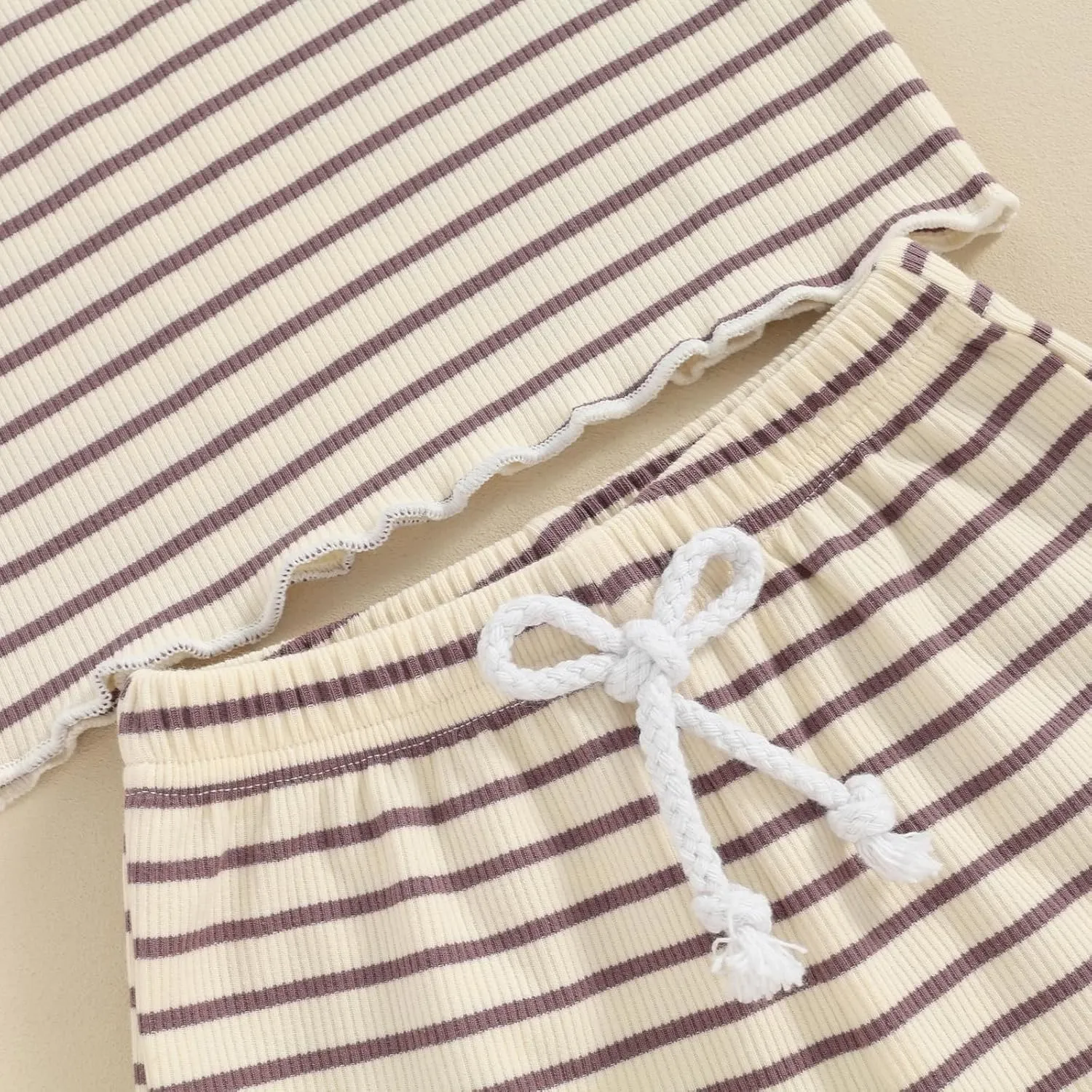 Kupretty Toddler Baby Girl Summer Clothes Ruffle Ribbed Knit Short Sleeves T-Shirt Tops   Shorts Cute Outfits Set