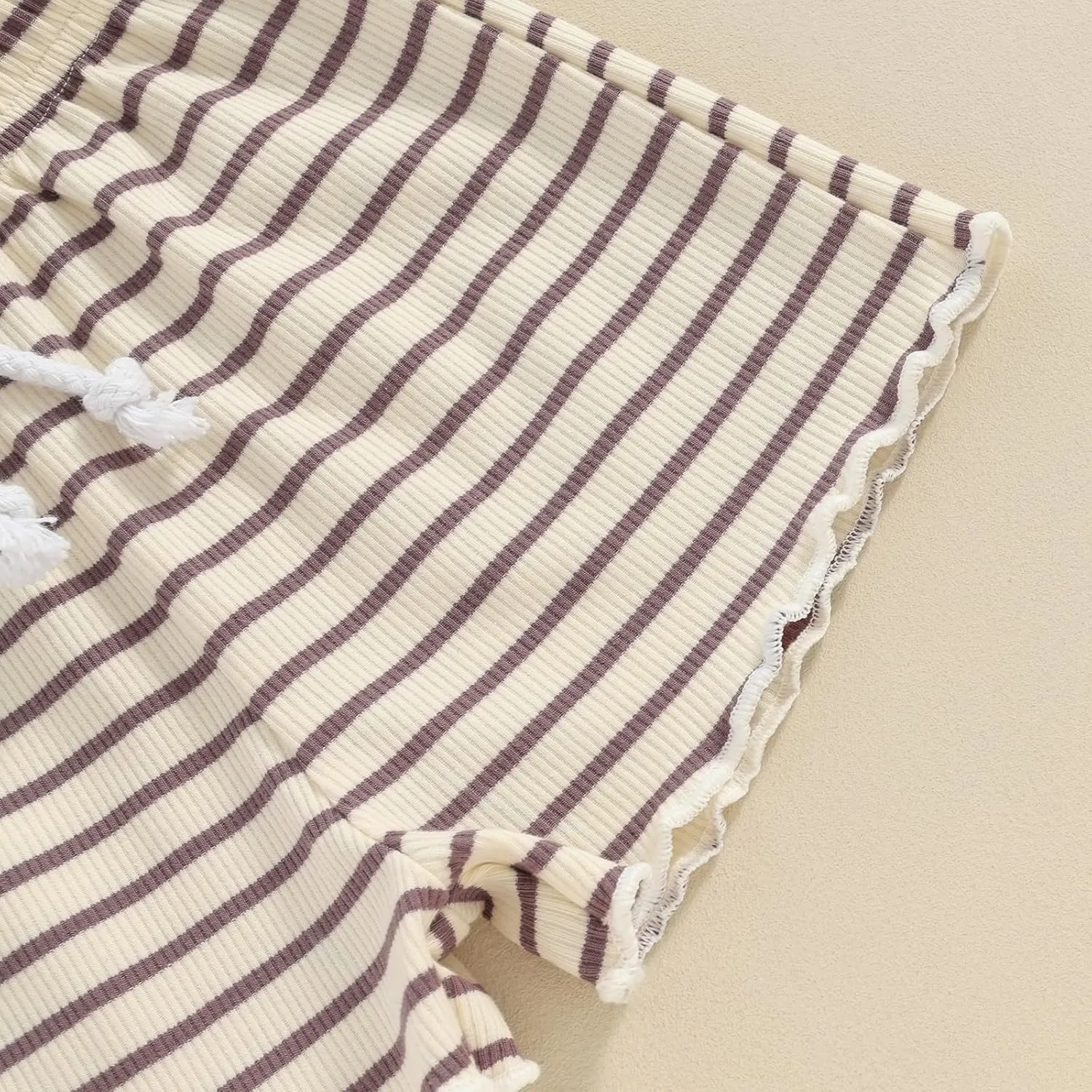 Kupretty Toddler Baby Girl Summer Clothes Ruffle Ribbed Knit Short Sleeves T-Shirt Tops   Shorts Cute Outfits Set