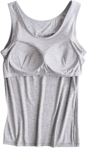 Lastesso Tank Tops with Built in Bras Trendy 2024 Summer Tank Top for Women Casual Loose Fit Sleeveless Shirt Casual Homewear