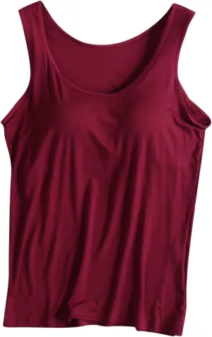 Lastesso Tank Tops with Built in Bras Trendy 2024 Summer Tank Top for Women Casual Loose Fit Sleeveless Shirt Casual Homewear