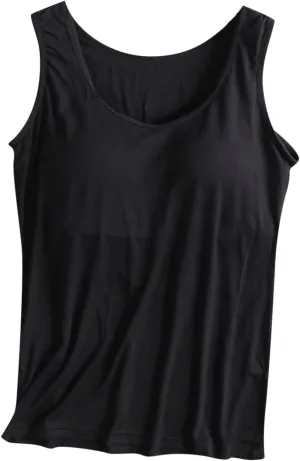 Lastesso Tank Tops with Built in Bras Trendy 2024 Summer Tank Top for Women Casual Loose Fit Sleeveless Shirt Casual Homewear