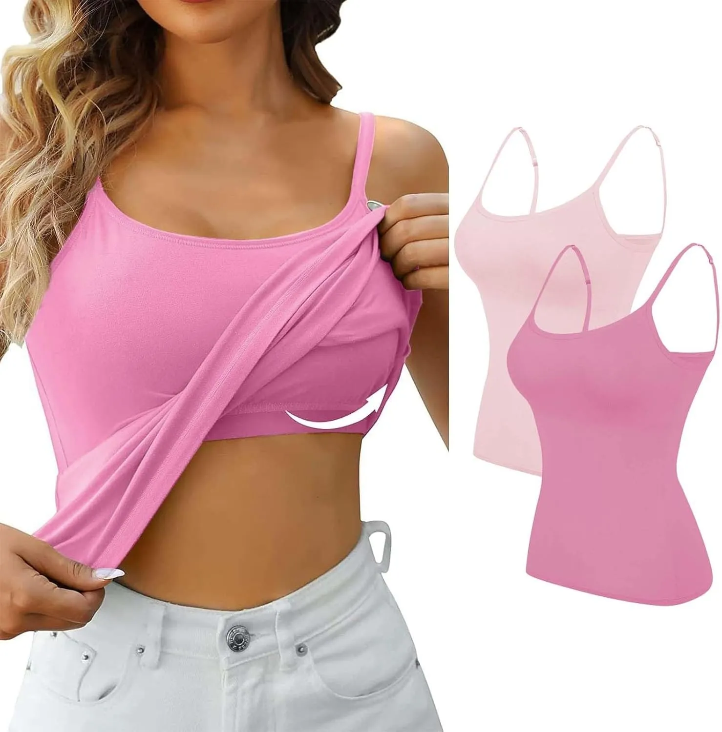 LCMTWX Built In Bra Tank Tops For Women Camisole With Frame Bra Undershirt Shelf Bra Tank Tops For Women Tank Top Women