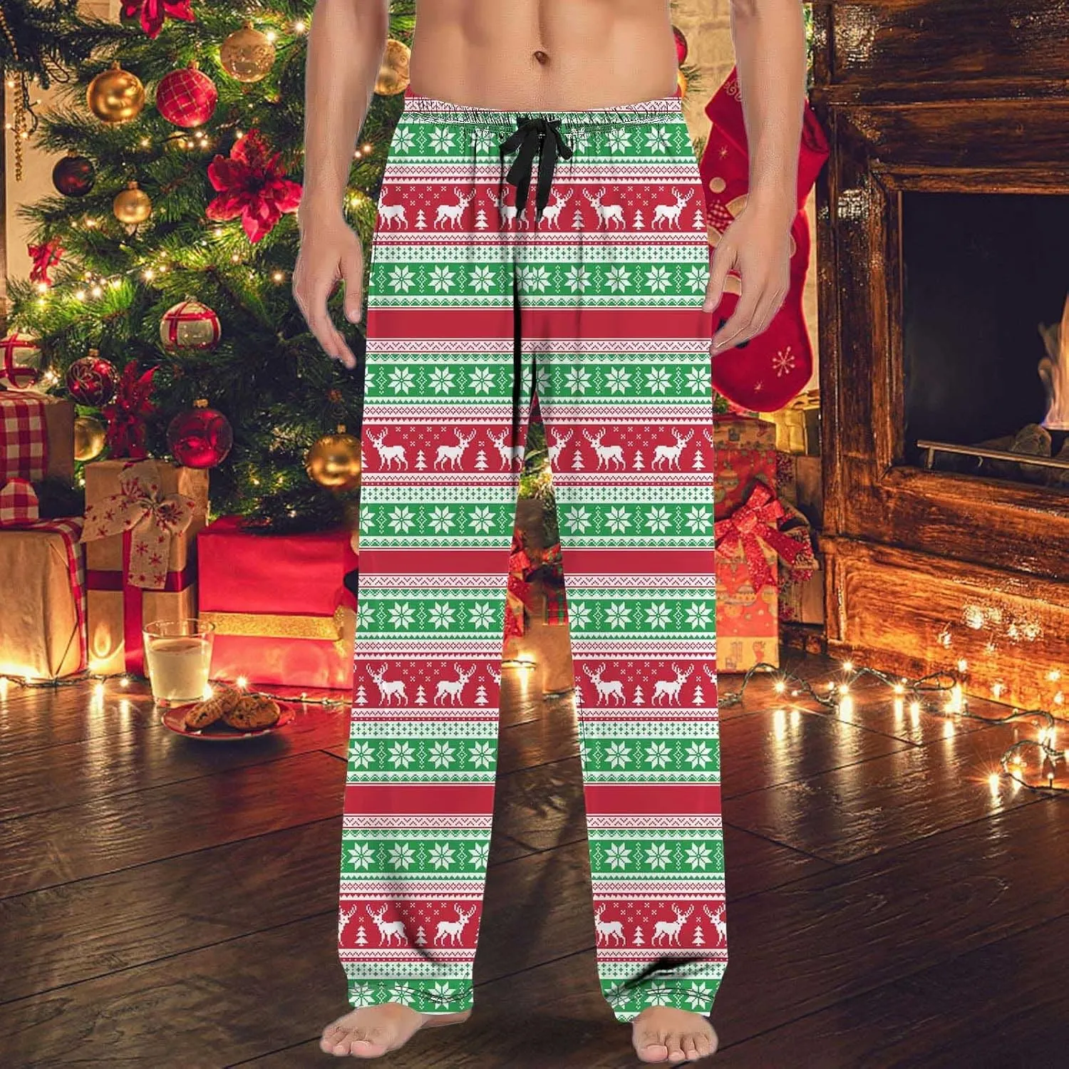 LCMTWX Mens Sleep Pants Casual Pants Pajama Pants with Drawstring and Pockets Unisex Sleepwear Bottom Men's Athletic Pants