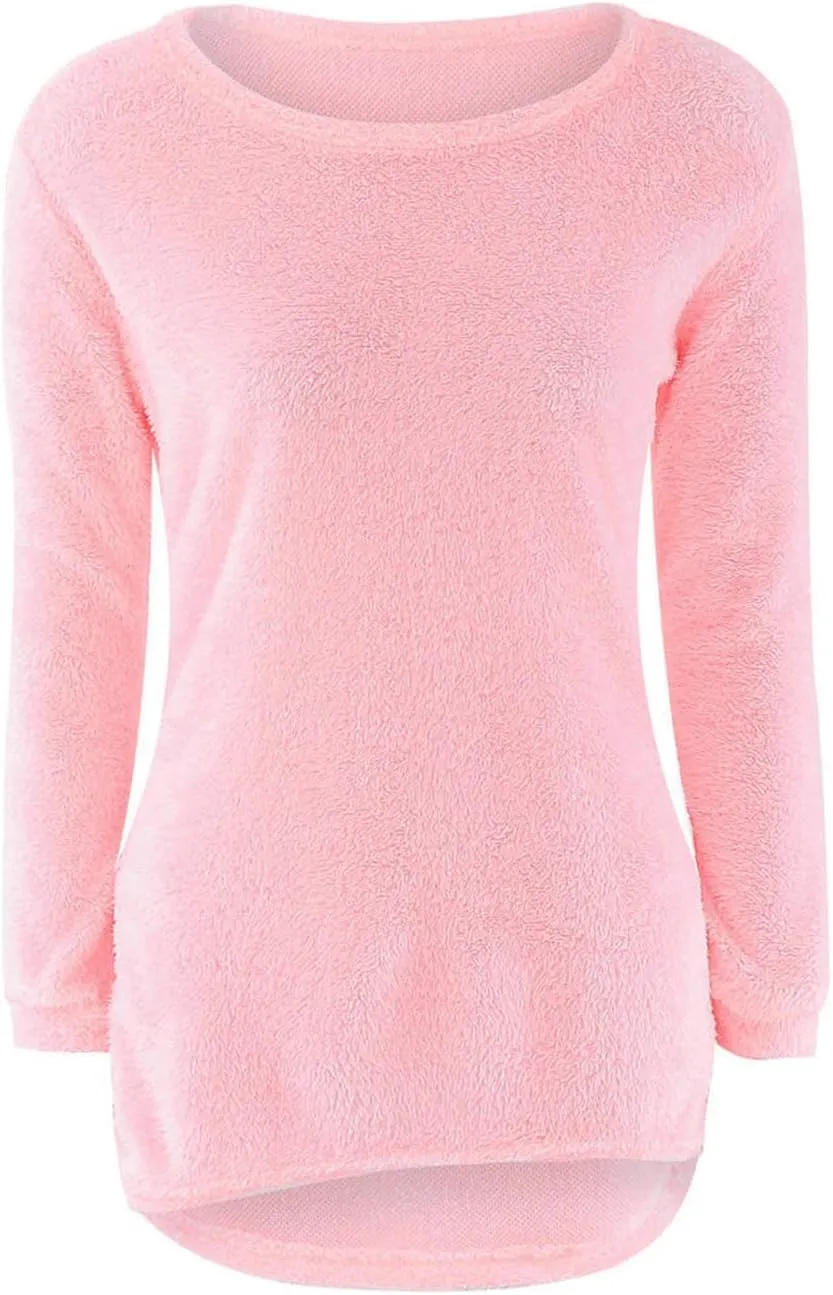 LemonGirl Women's Fashionable Long Sleeve Pullovers Loose Fluffy Fuzzy Jumper Sweater