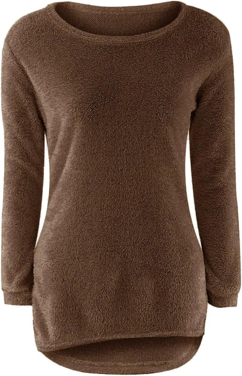 LemonGirl Women's Fashionable Long Sleeve Pullovers Loose Fluffy Fuzzy Jumper Sweater