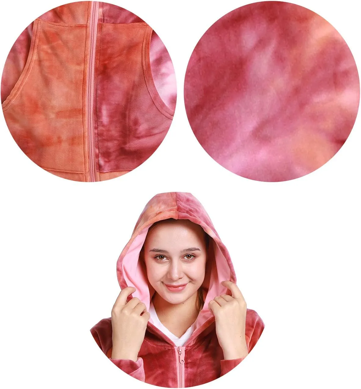 Lifeye Adult Jumpsuit Pajamas Hoodie Homewear Romper Sleepwear Tie Dye Costume for Women Men