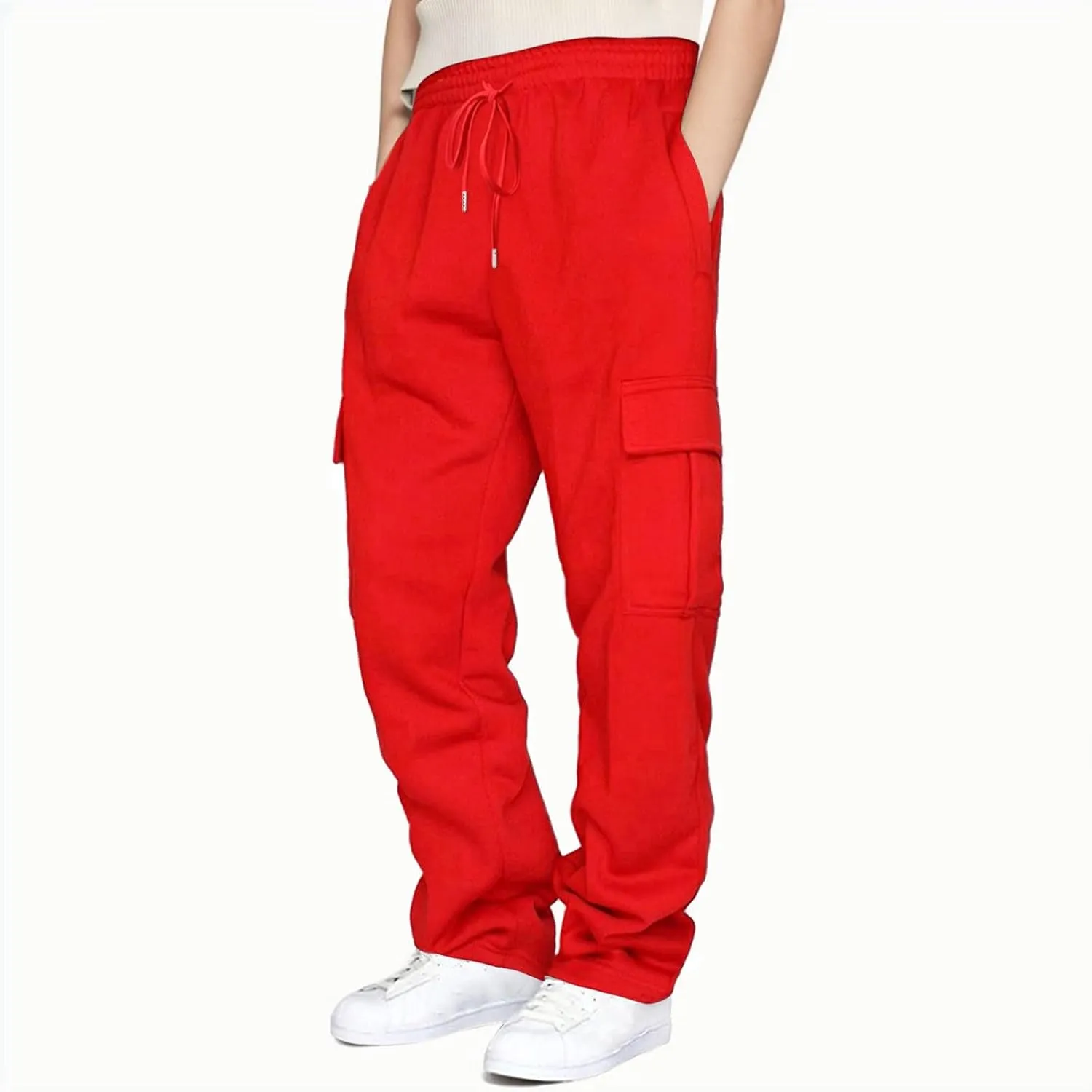 Linen Pants for Men Solid Color Casual Zipper Pocket Colorblock Loose Comfy Sweatpants Trousers for Men Green