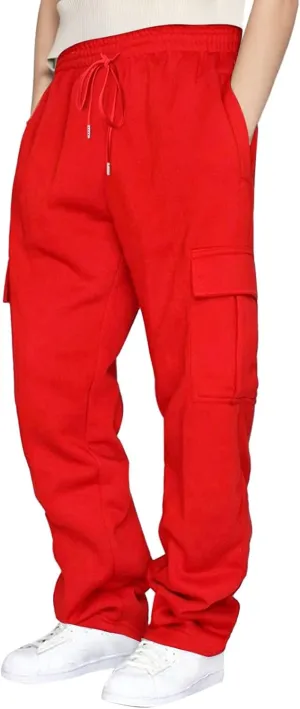 Linen Pants for Men Solid Color Casual Zipper Pocket Colorblock Loose Comfy Sweatpants Trousers for Men Green