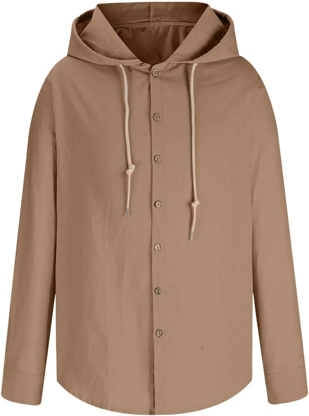 Linen Shirts for Men Solid Color Guayabera Shirts with Hooded Casual Long Sleeve Sweatshirts Button Down Beach Shirts