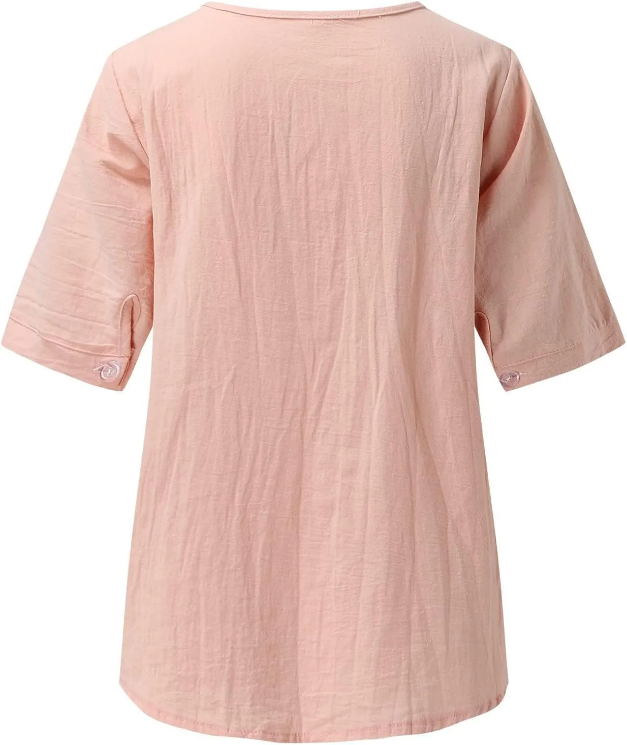 Linen Shirts for Women Embroidery V Neck Shirts Vintage Cotton Linen Tunic Tops Summer Trendy Blouses Tee Shirts Tops