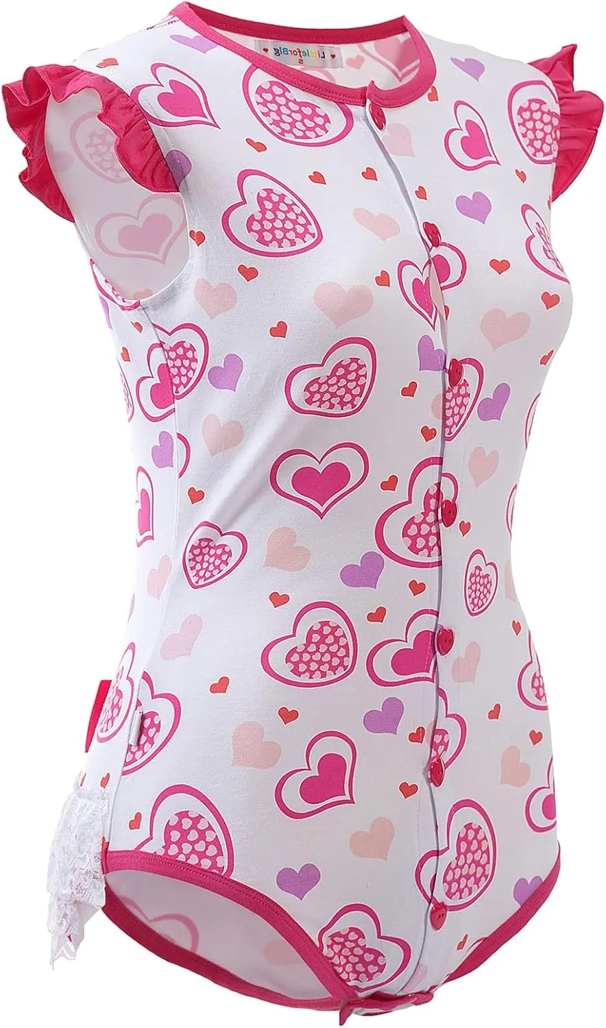 Littleforbig Cotton Romper Onesie Pajamas Bodysuit -Princess Hearts