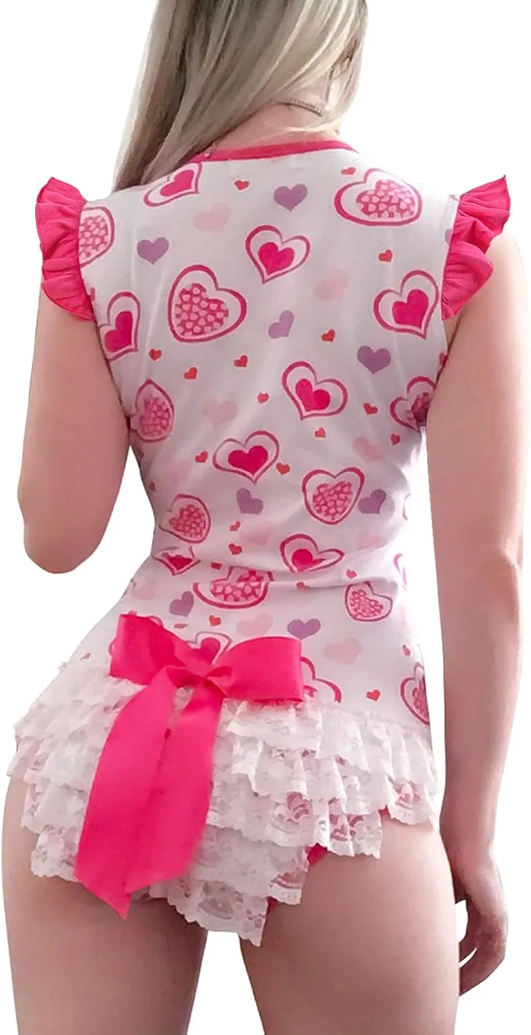 Littleforbig Cotton Romper Onesie Pajamas Bodysuit -Princess Hearts