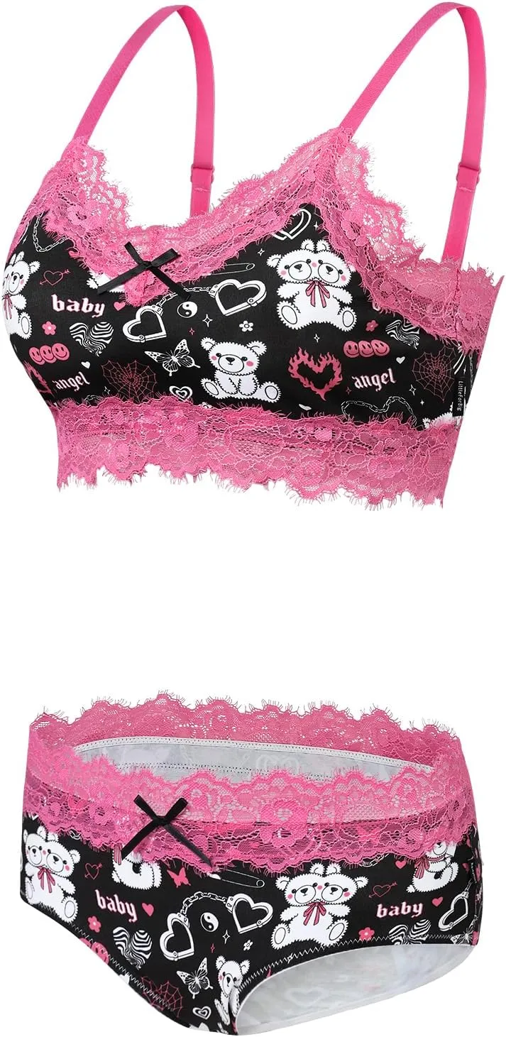 Littleforbig Lacy Trim Women Nightwear Strap Sleepwear Cami Top Shorts Lingerie Scene Babe Lacey Bralette Loungewear Set