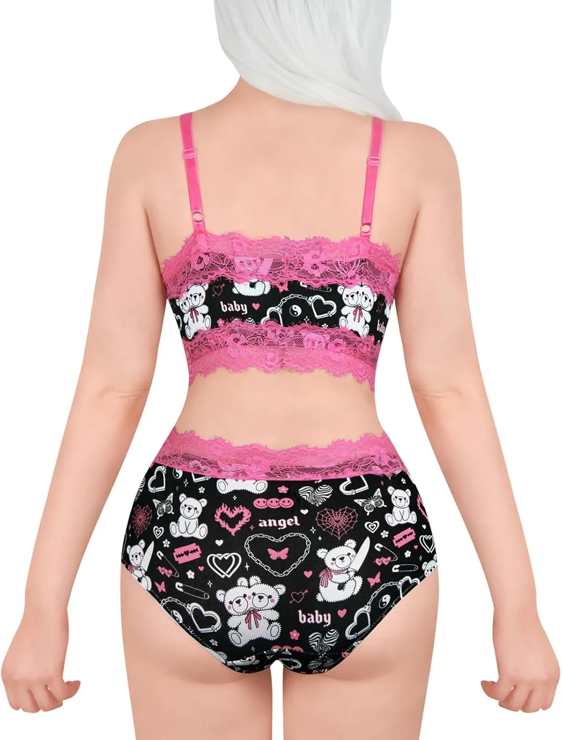 Littleforbig Lacy Trim Women Nightwear Strap Sleepwear Cami Top Shorts Lingerie Scene Babe Lacey Bralette Loungewear Set