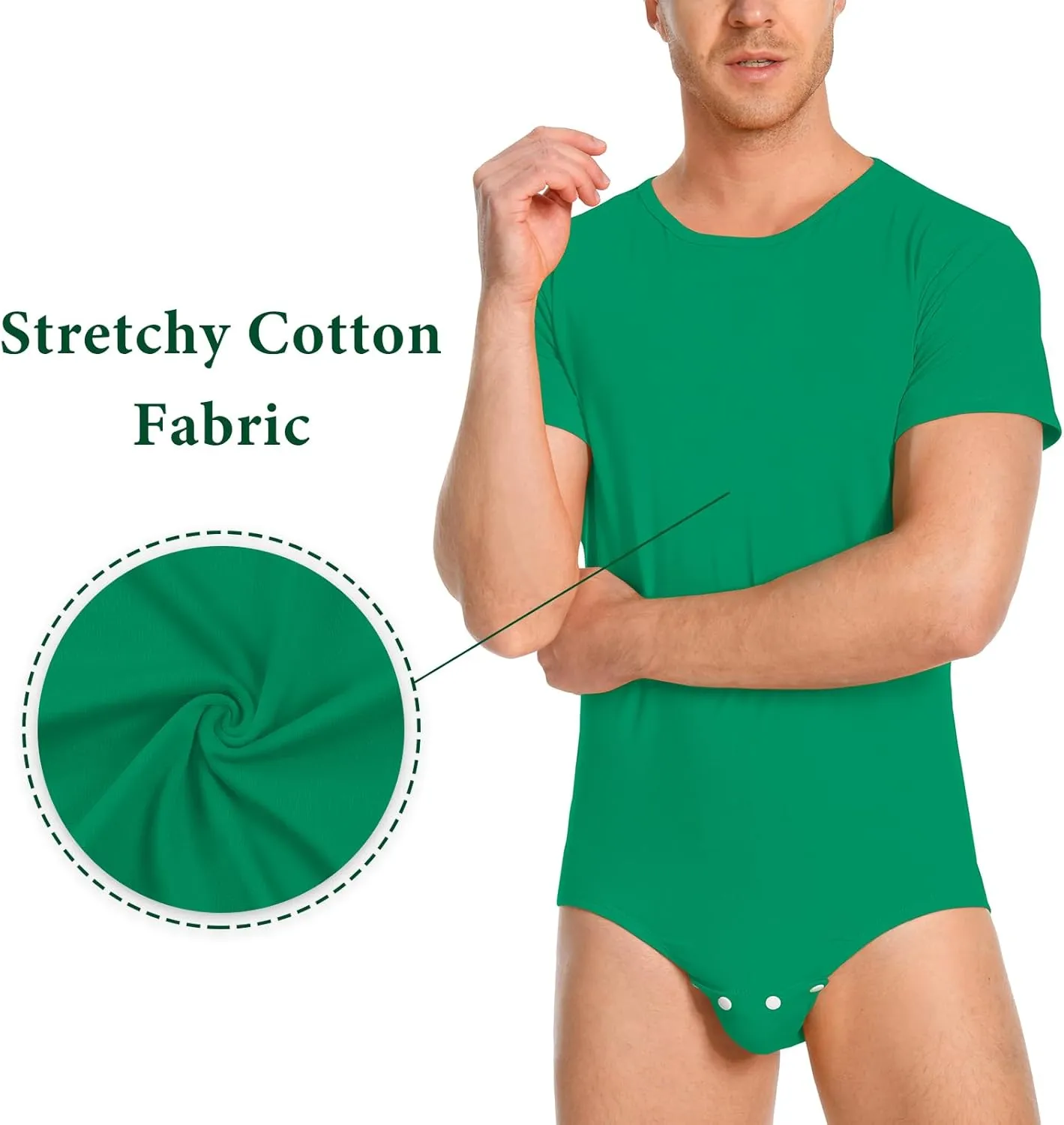 Littleforbig Men’s Cotton Romper Onesie Pajamas Bodysuit - Relaxed Fit Basic Onesie