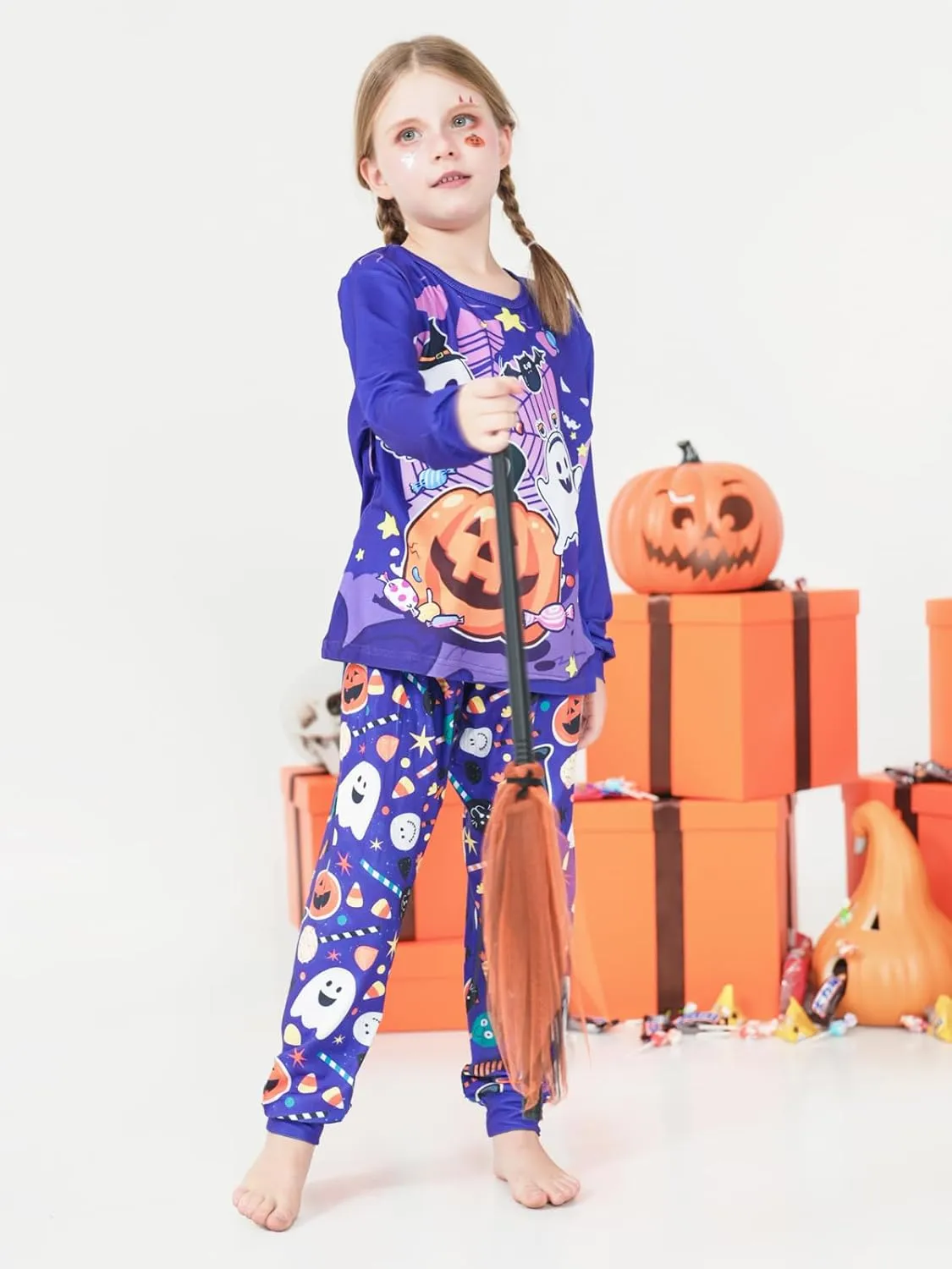 LQSZ Girls Pajamas Kids Toddler Halloween PJs Christmas Sleepwear for Kids Size 2-12 Years
