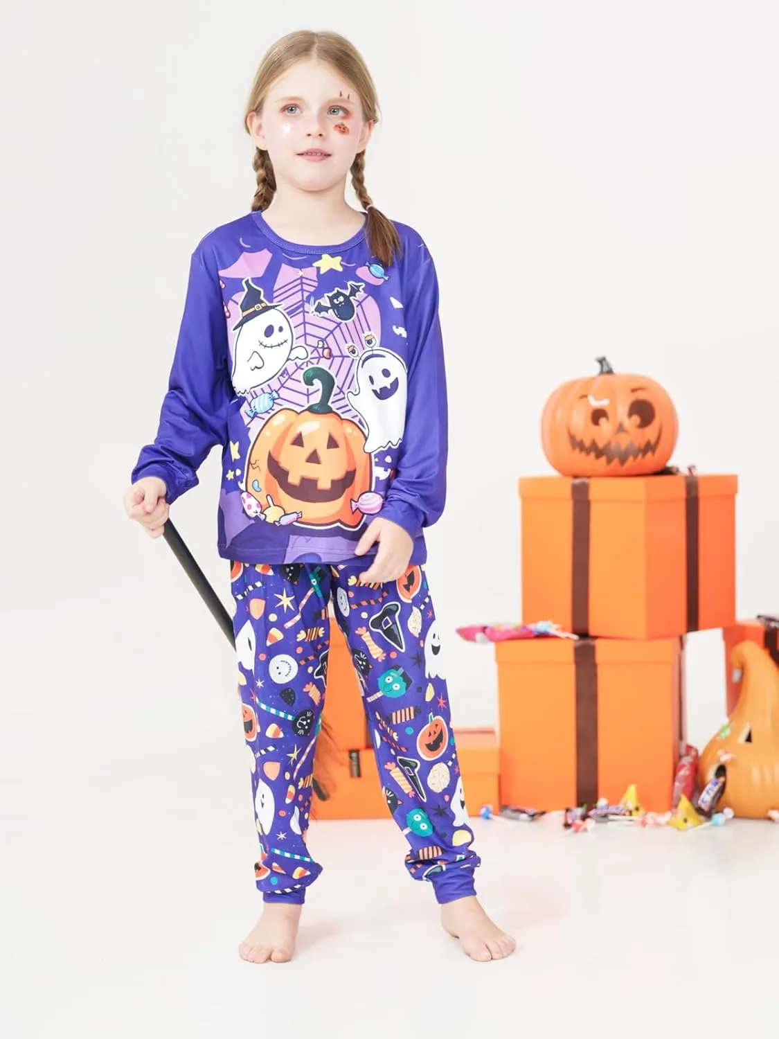 LQSZ Girls Pajamas Kids Toddler Halloween PJs Christmas Sleepwear for Kids Size 2-12 Years