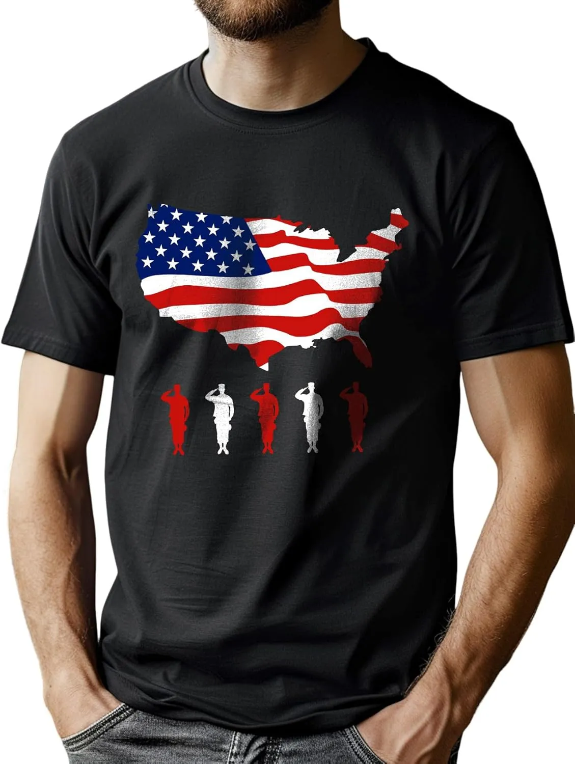 Lzzidou Men's 4th of July Shirts American Flag Patriotic Shirts Short Sleeve USA Memorial Day Cotton T Shirts