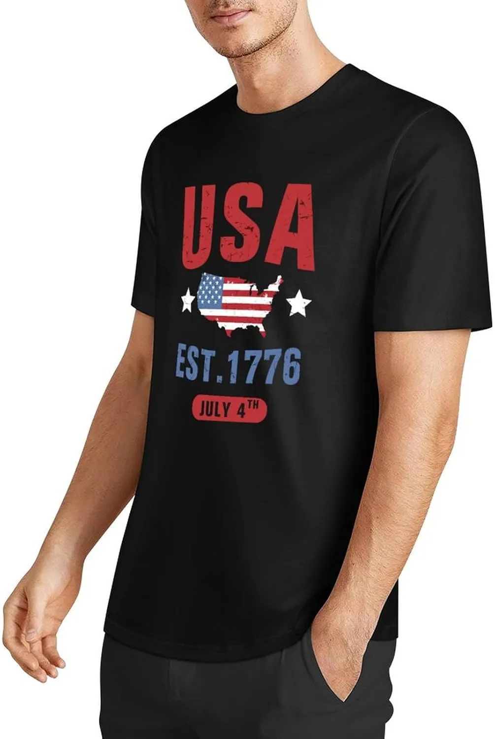 Lzzidou Men's 4th of July Shirts American Flag Patriotic Shirts Short Sleeve USA Memorial Day Cotton T Shirts
