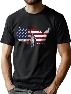 Lzzidou Men's 4th of July Shirts American Flag Patriotic Shirts Short Sleeve USA Memorial Day Cotton T Shirts