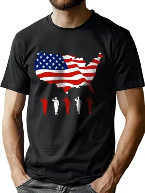 Lzzidou Men's 4th of July Shirts American Flag Patriotic Shirts Short Sleeve USA Memorial Day Cotton T Shirts