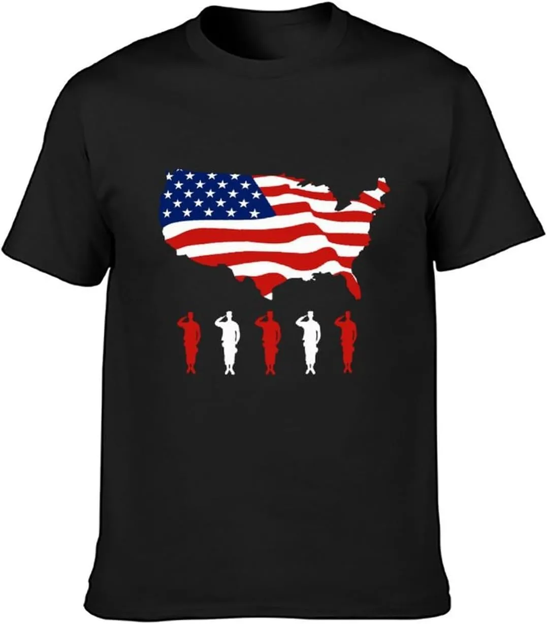 Lzzidou Men's 4th of July Shirts American Flag Patriotic Shirts Short Sleeve USA Memorial Day Cotton T Shirts