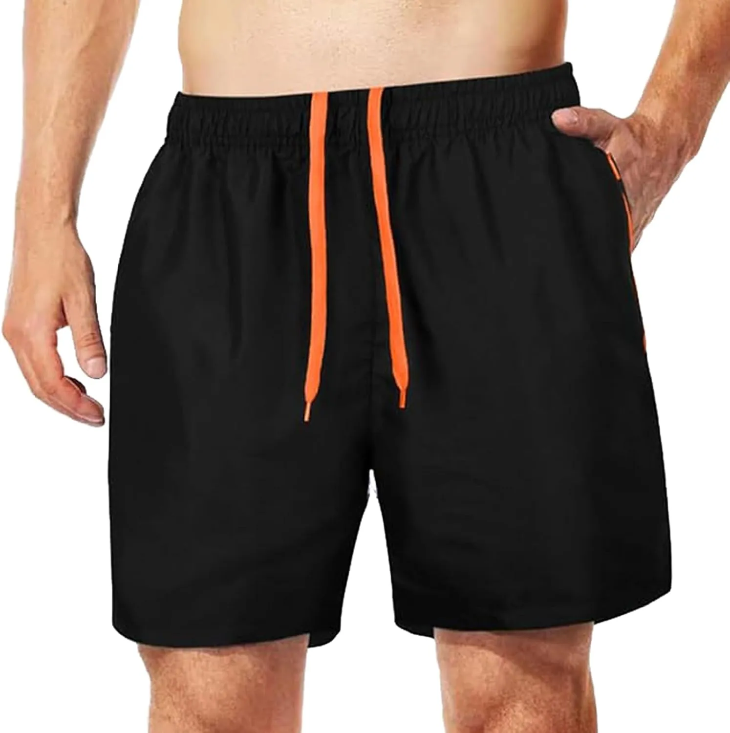 MADHERO Men Swim Trunks with Zipper Pockets Quick Dry Bathing Suits Mesh Lining