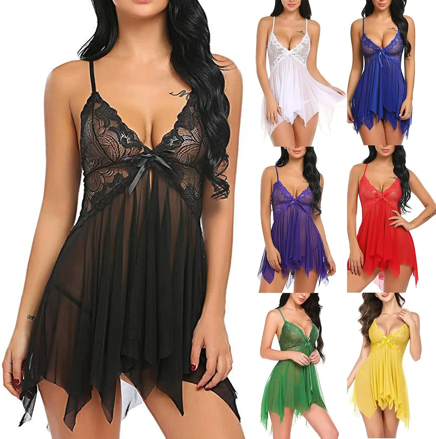 maisdgop Women Lingerie Bodysuit Sexy Mesh See Through Pajama Set Fashion Erotic Bra Panties Outfits Casual Homewear Sets