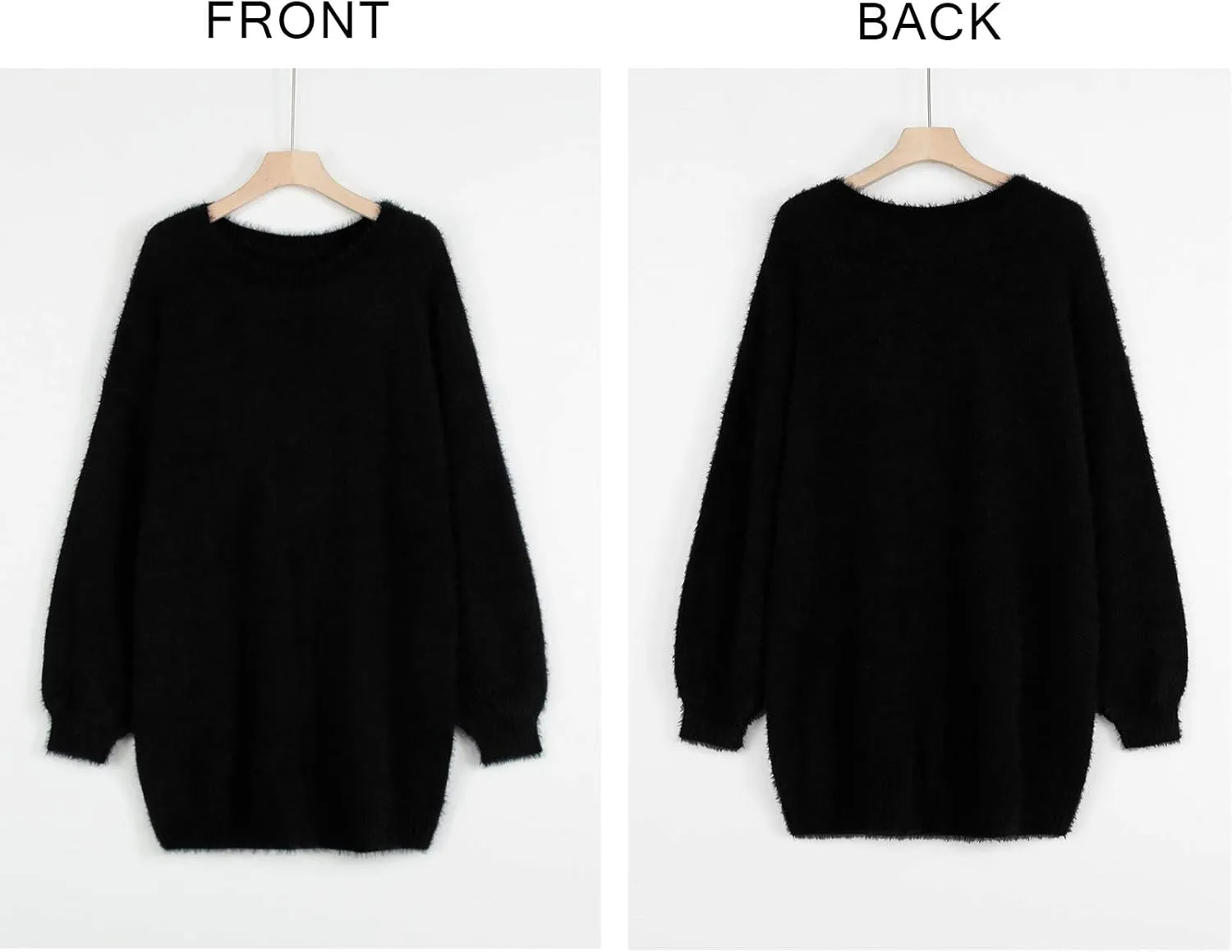 Meenew Women's Furry Pullover Sweater Dress Loose Oversized Long Knitted Tops