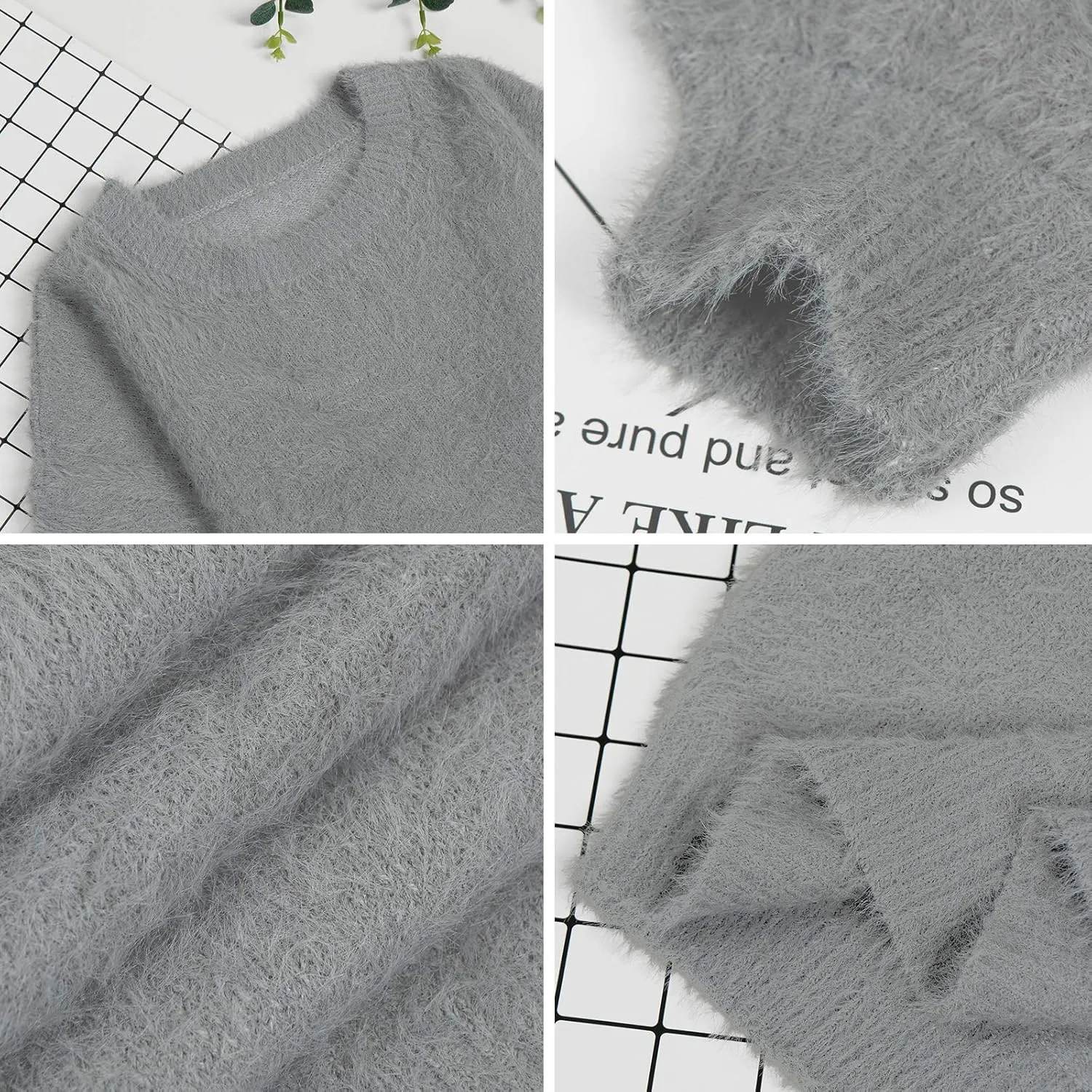 Meenew Women's Furry Pullover Sweater Dress Loose Oversized Long Knitted Tops