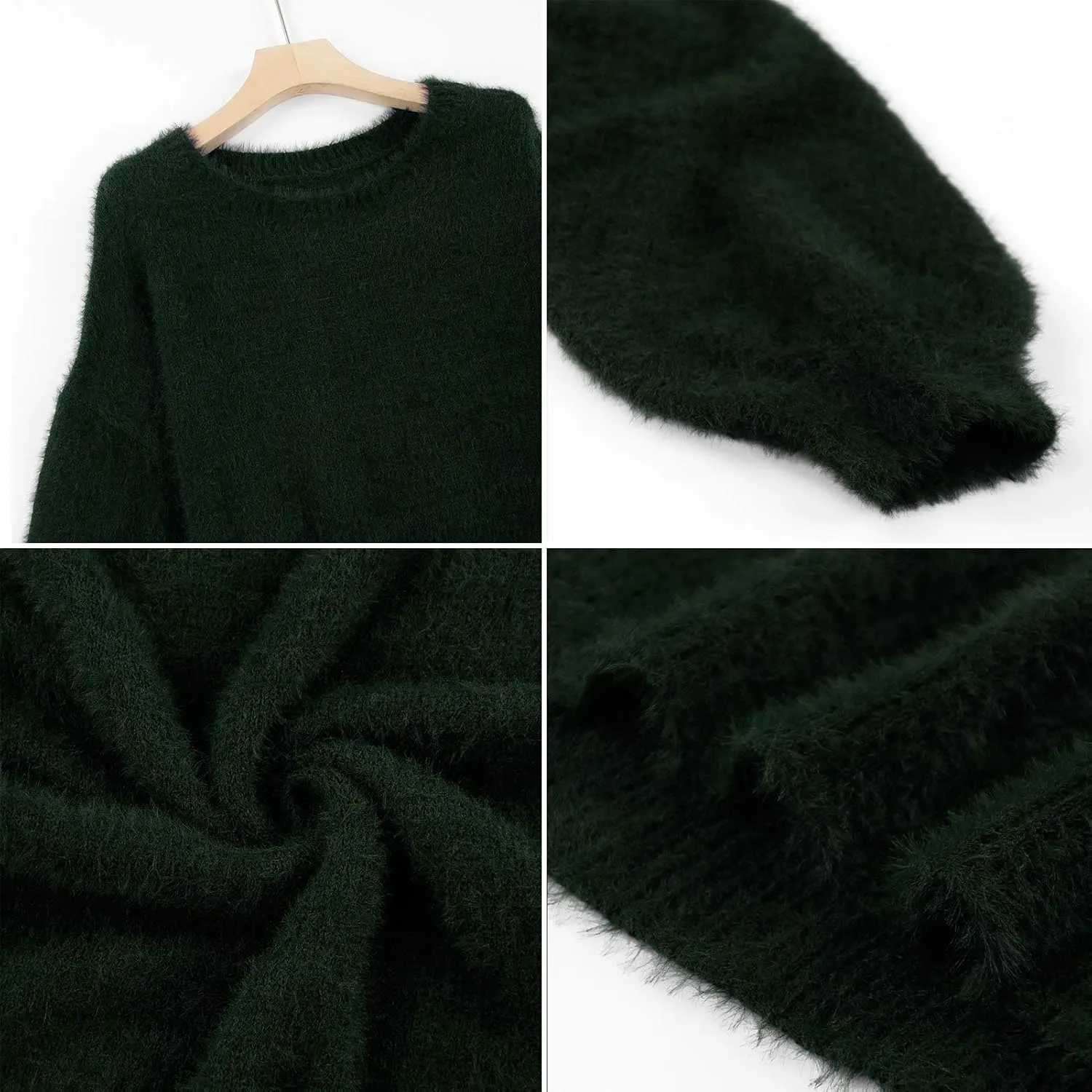 Meenew Women's Furry Pullover Sweater Dress Loose Oversized Long Knitted Tops