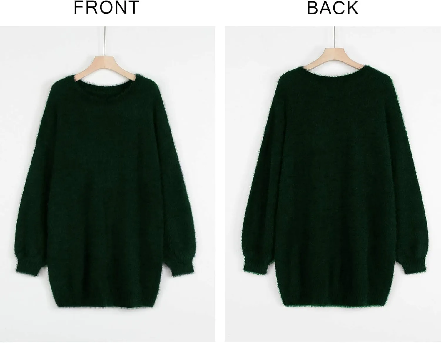 Meenew Women's Furry Pullover Sweater Dress Loose Oversized Long Knitted Tops