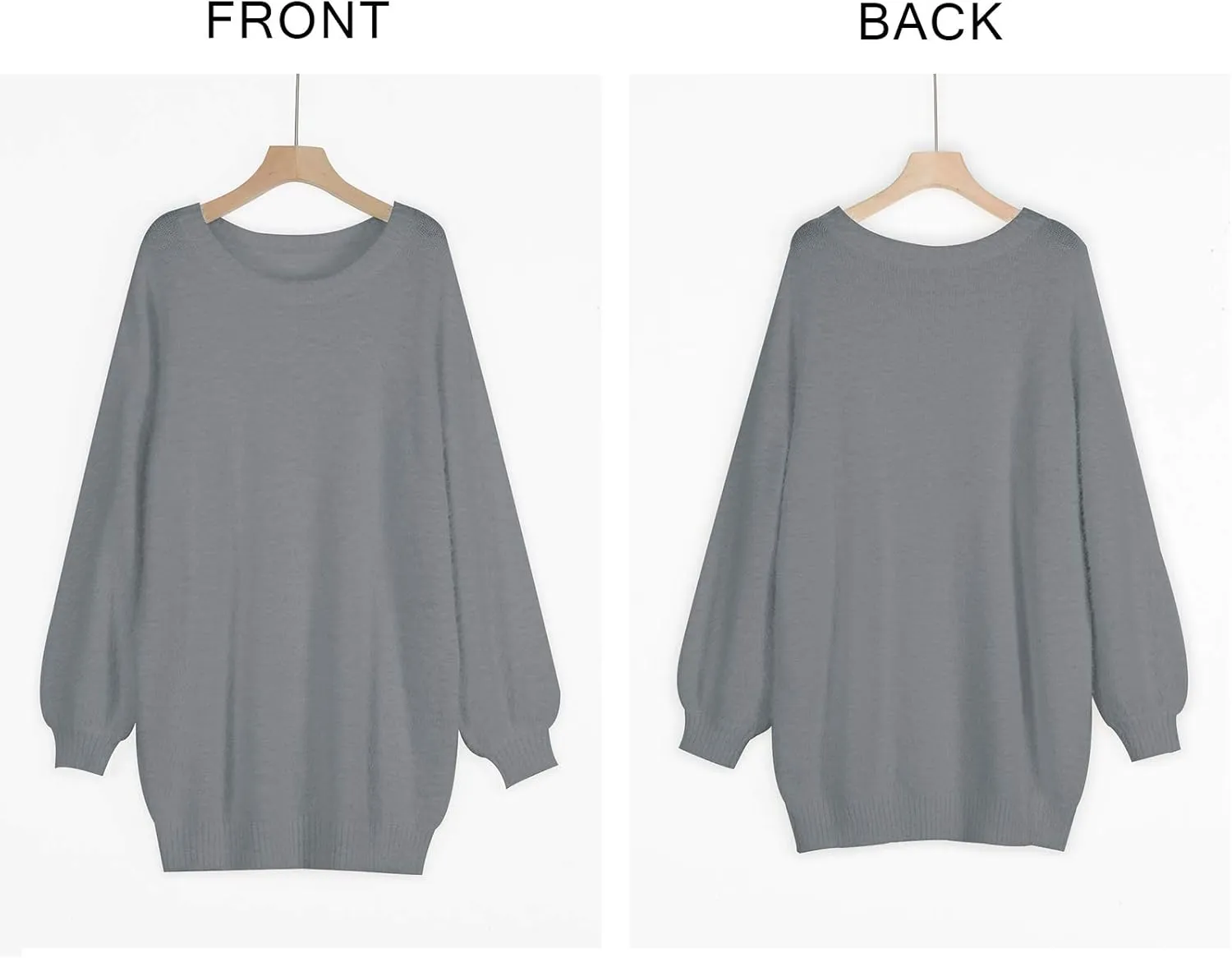 Meenew Women's Furry Pullover Sweater Dress Loose Oversized Long Knitted Tops