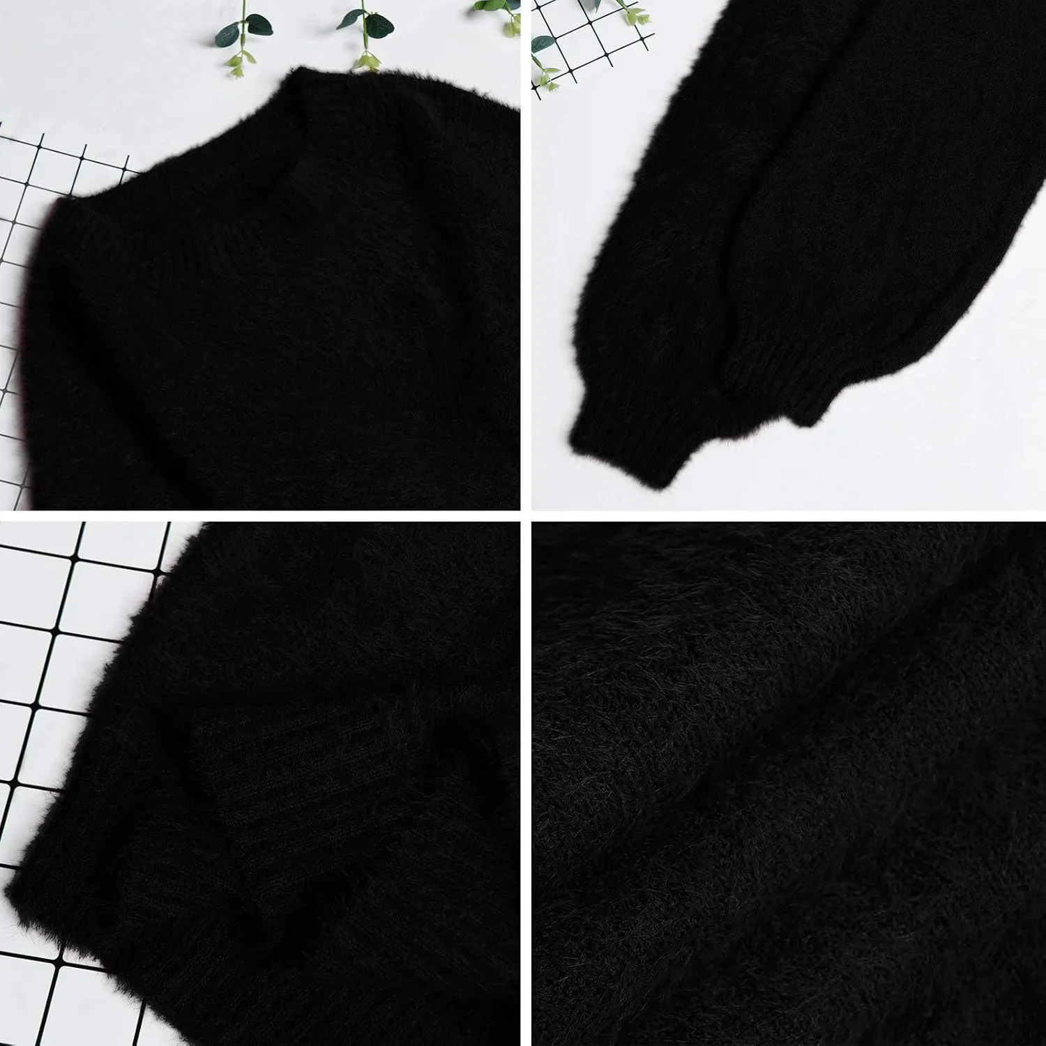 Meenew Women's Furry Pullover Sweater Dress Loose Oversized Long Knitted Tops