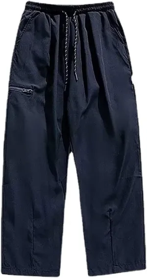 Men Cargo Pant Lightweight Tactical Hiking Jogger Pant Relaxed Fit Sport Drawstring Outdoor Trousers with Zip Pockets