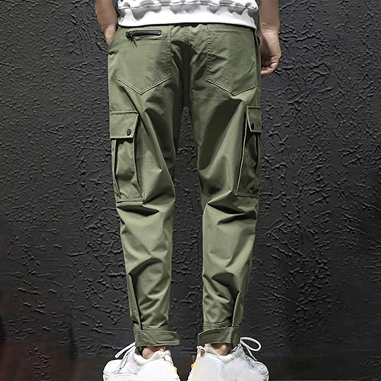Men Cargo Pants Multi Pockets Work Trousers Casual Jogger Pants Drawstring Sweatpants Elastic Waist Pants Tapered Pant
