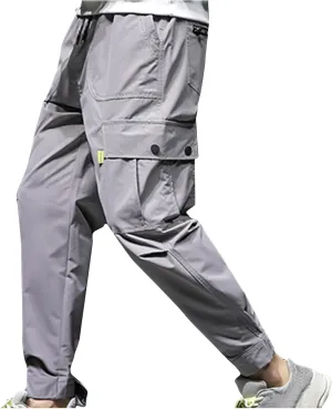Men Cargo Pants Multi Pockets Work Trousers Casual Jogger Pants Drawstring Sweatpants Elastic Waist Pants Tapered Pant
